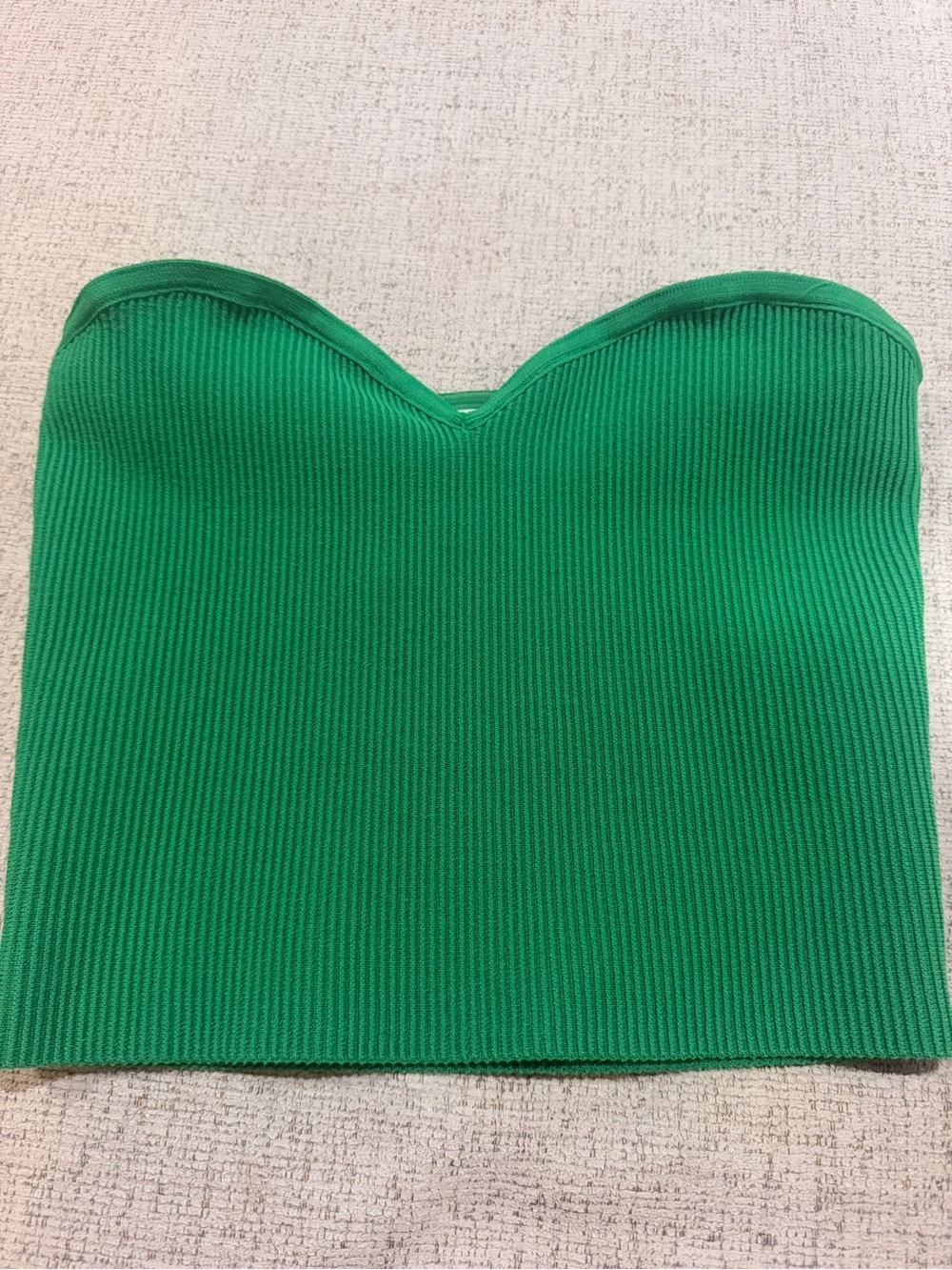 Aritzia Babaton Emerald Ribbed Strapless Sweetheart Crop Top